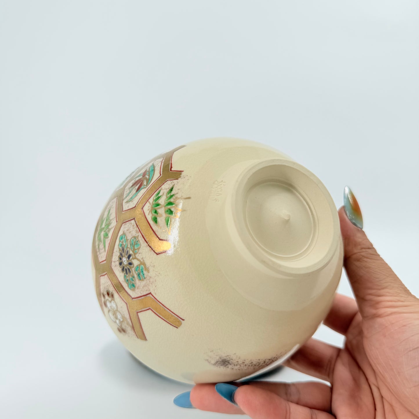 Chawan – "Kikko Hana" Pattern Ceramic Tea Bowl | 亀甲花茶碗