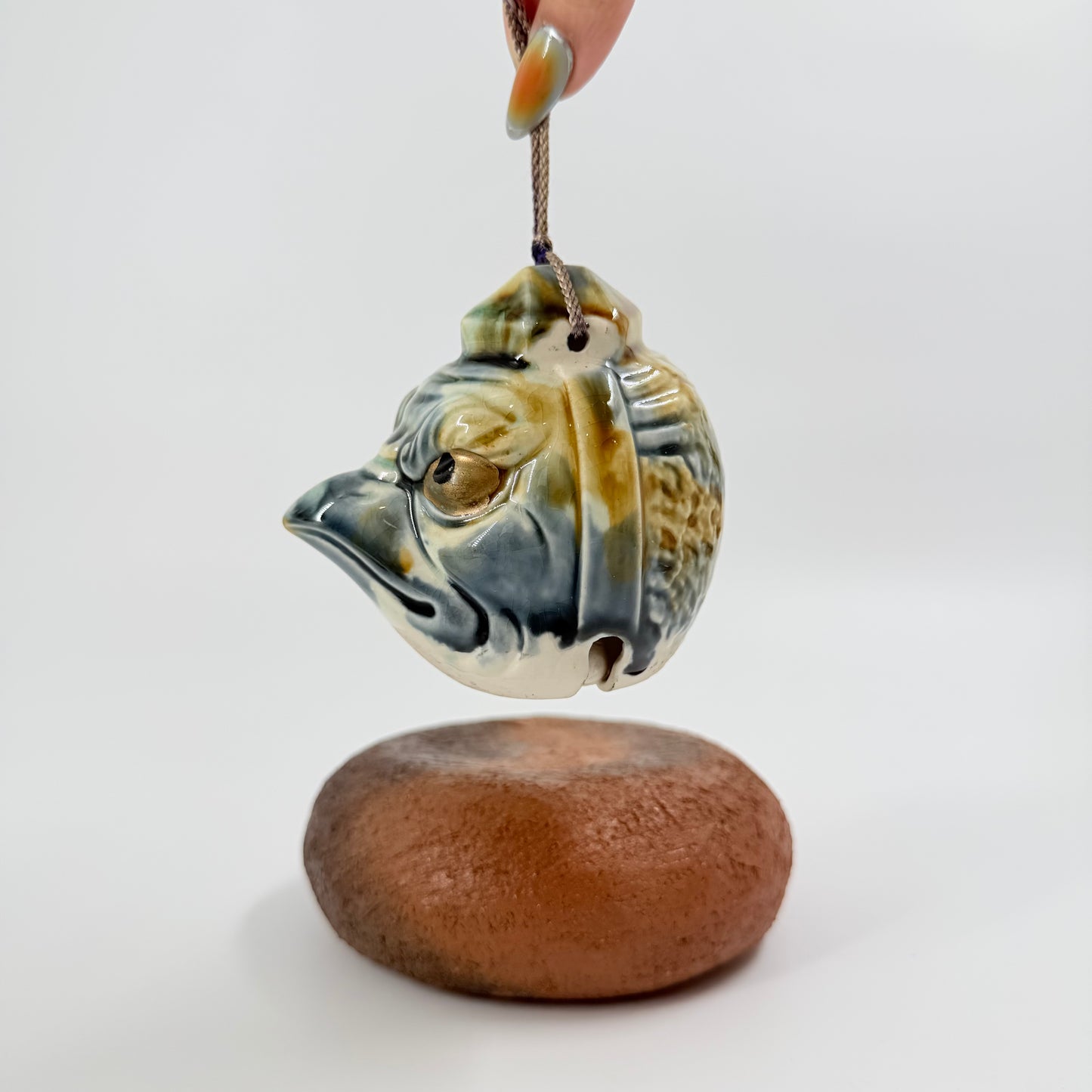 Japanese Ceramic Fish Clay Bell – Umi Kawa Glaze Ornament | 海川鈴