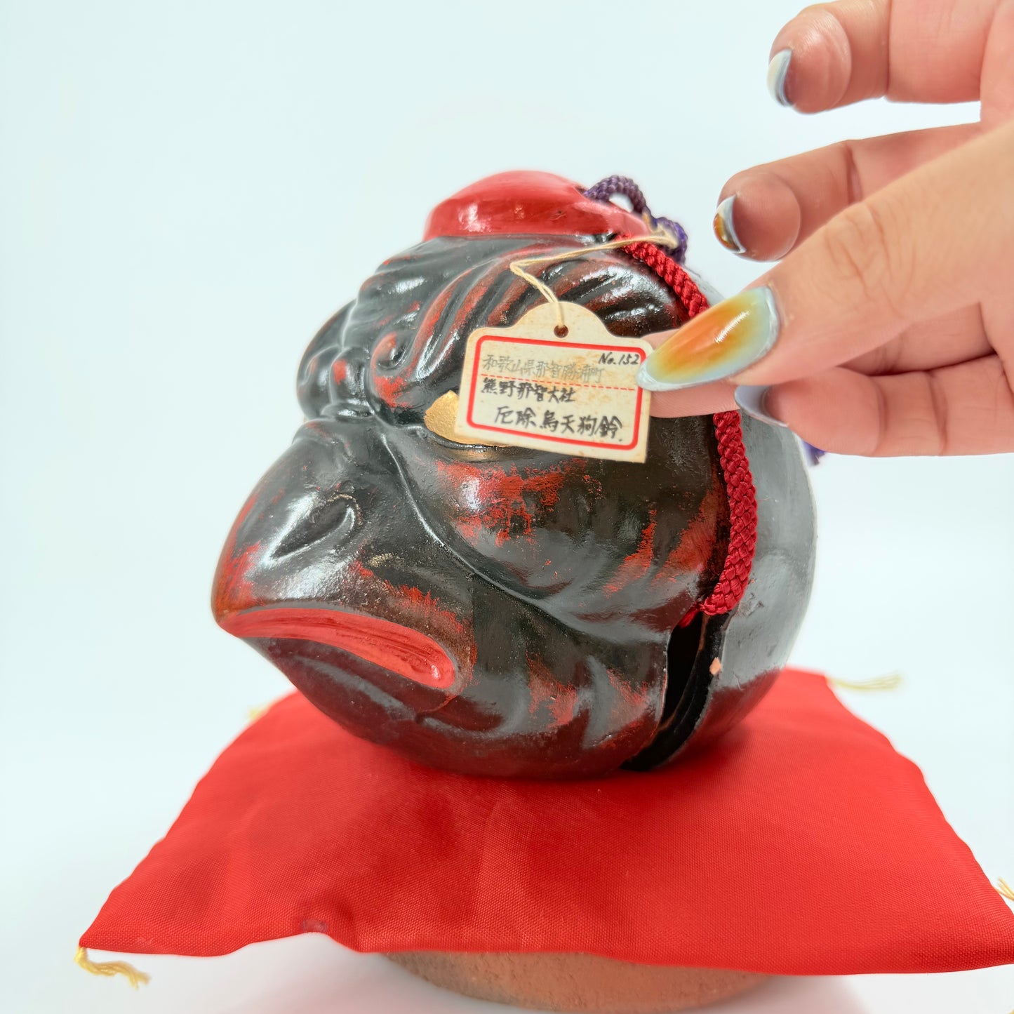 Karasu Tengu Statue – Japanese Clay Bell Ornament | 烏天狗鈴