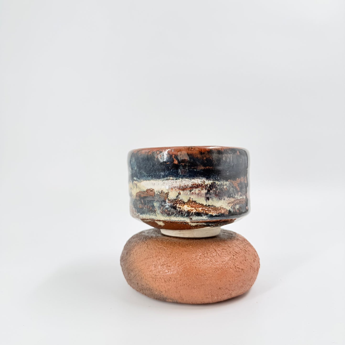 Chawan – "Kuro Yama" Pattern Handmade Ceramic Tea Bowl